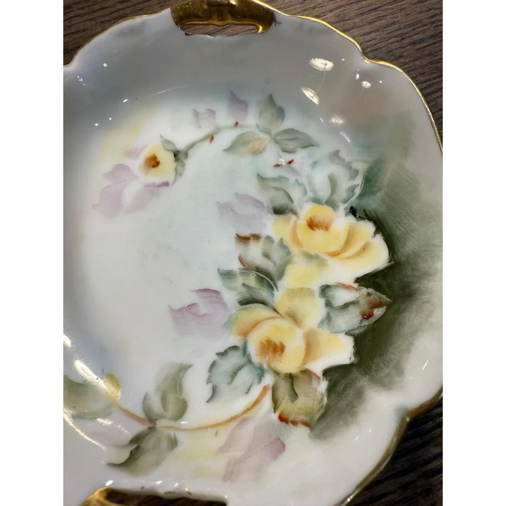 Antique Hand-Painted Porcelain Bowl Trio: B.H. Heinard Floral‎ & Strawberry Set
